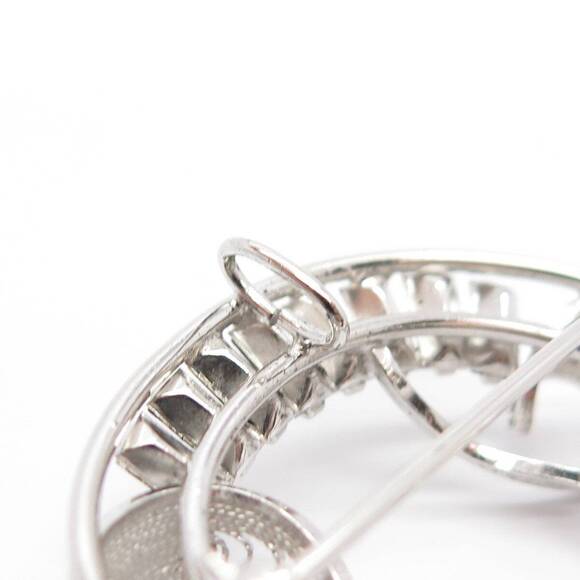 925 Sterling Silver Vintage Carl Art Rhinestone Filigree Pin Brooch / Pendant - Picture 8 of 9